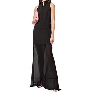 nwt Nicole Miller Artelier Glam Maxi Dress size S New Black Sheer Hem $248